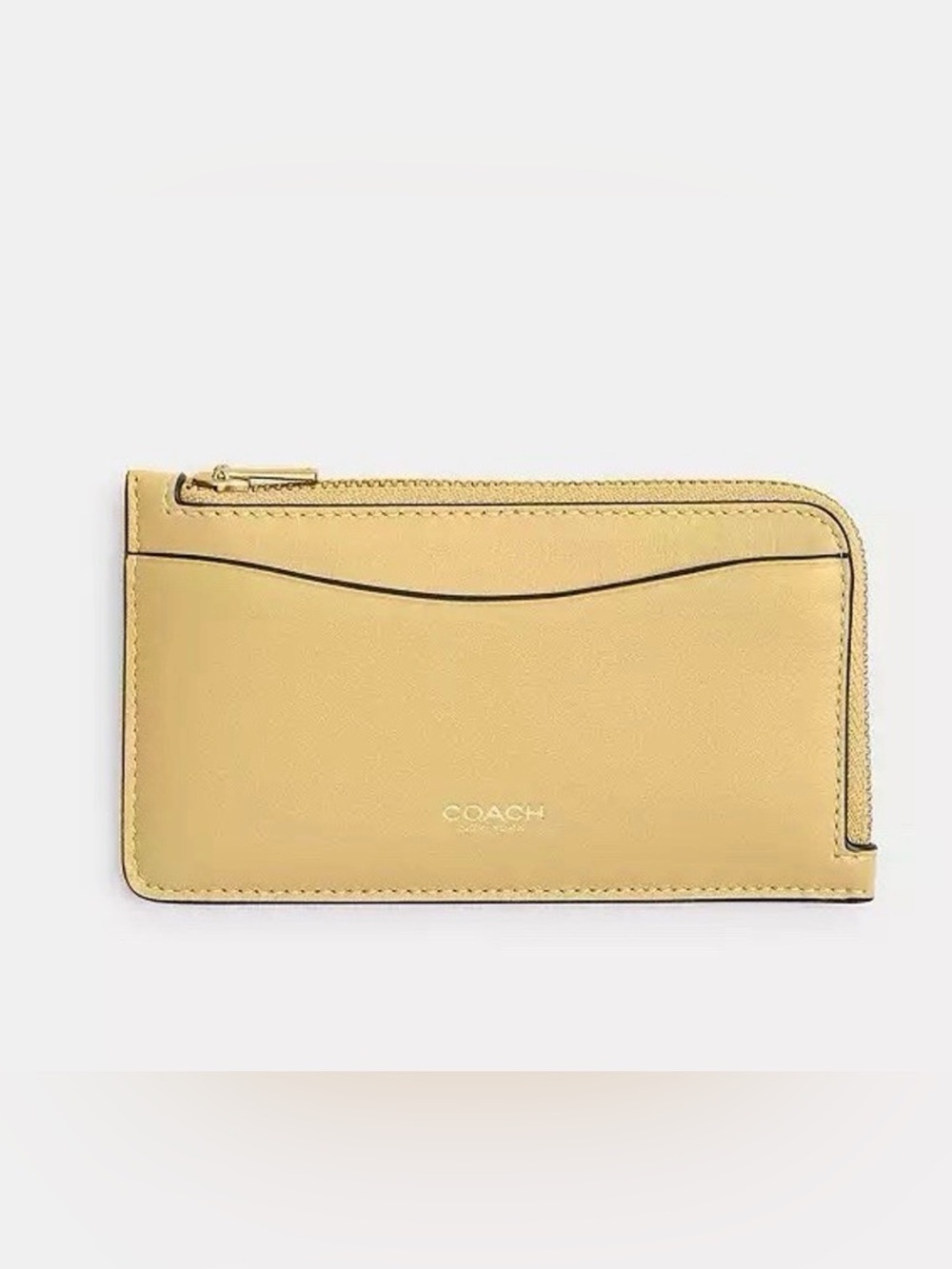 Coach NWT Calf Leather New York Zip Card Case CZ112 - B4/Vanilla Yellow